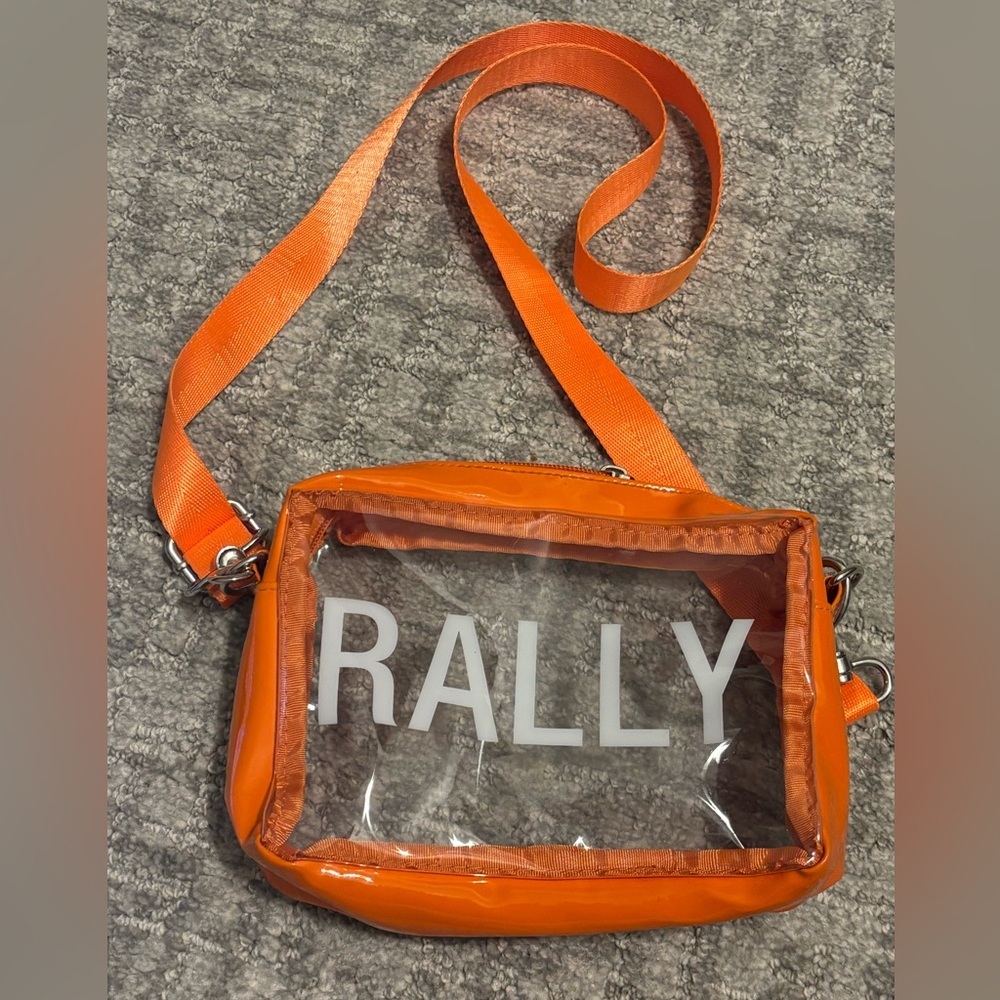 Orange Vinyl Clear “Rally” Stadium Crossbody Bag